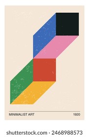 Minimal 20s geometric design poster, vector template with primitive shapes