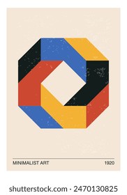 Minimal 20s geometric design poster, vector template with primitive shapes