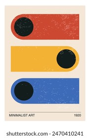 Minimal 20s geometric design poster, vector template with primitive shapes