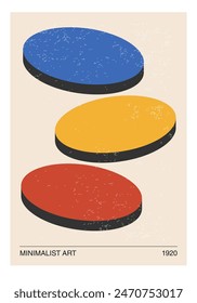 Minimal 20s geometric design poster, vector template with primitive shapes