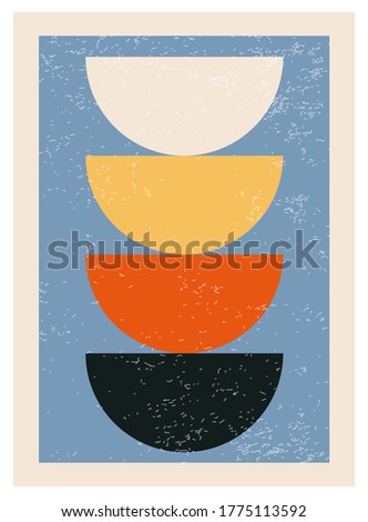 Minimal 20s geometric design poster, vector template with primitive shapes elements, modern hipster style