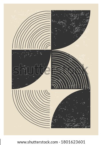 Minimal 20s geometric design poster, vector template with primitive shapes elements, modern hipster style