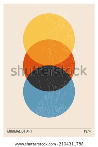 Minimal 20s geometric design poster, vector template with primitive shapes, risograph aesthetics