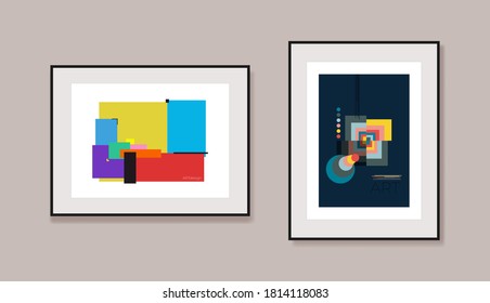 Minimal 20s geometric design posters. Template with primitive shapes elements, modern hipster style. Textile vintage element design, retro memphis. Vector illustration isolated on white background.
