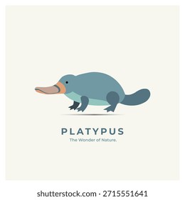 Ilustração de Vetor Plano 2D Mínima de Ornitorrinco