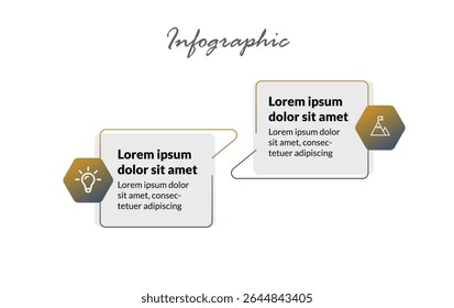 Minimal 2-Step Infographic Template – Flat Design Showcasing Business Vision, Key Features, and Professional Presentation Elements.