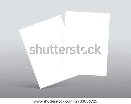 Minimal 3D A4 Paper Mockup Featuring Two Floating Blank Sheets with Shadow, Clean Poster and Flyer Layout for Creative Design Presentation Vector Illustration