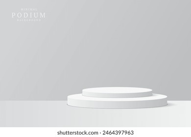 Minimal 3D background with a white podium scene for mockup product display presentation vector illustration. abstract geometric shapes.