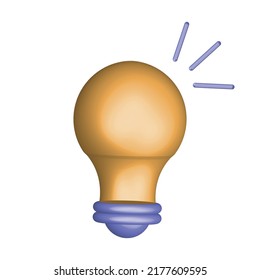 Icono mínimo de la bombilla amarilla de estilo de dibujos animados 3d. Idea, solución, negocio, concepto de estrategia.