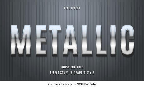 Minimal 3d Chrome Metallic Editable Text Effect Design Template, Effect Saved In Graphic Style