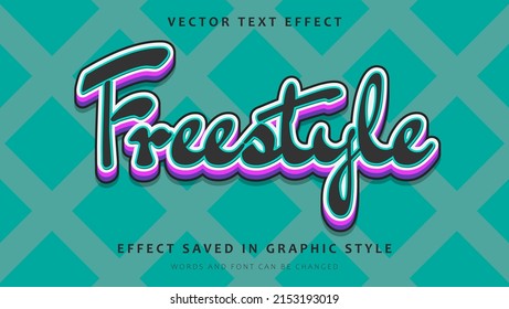 Minimal 3d Colorful Word Freestyle Editable Text Effect Design Template. Effect Saved In Graphic Style