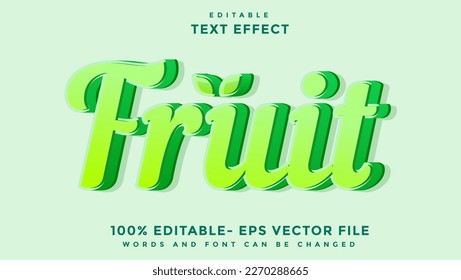 Minimal 3d Fruit Editable Text Effect Design, Effect Saved In Graphic Style