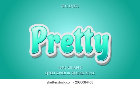 Minimal 3d Gradient Blue Word Pretty Editable Text Effect Design Template	, Effect Saved In Graphic Style