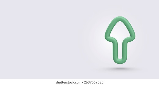 Minimal 3D Hollow Arrow Pointing Up, Floating on Light Background. Perfect for UI Navigation, Progress Indicators, or Business Growth Concepts. Vector Illustration.