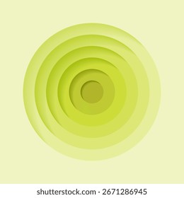 Minimaler 3D-geschichteter Kreishintergrund in sanften Grüntönen. Abstraktes modernes Design für Poster, Branding, Verpackungen und trendige Dekorationsprojekte.