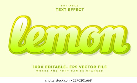 Minimal 3d Lemon Editable Text Effect Design, Effect Saved In Graphic Style