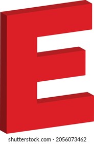 Minimal 3D letter E vector on white background