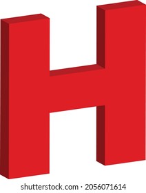 Minimal 3D letter H vector on white background