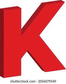 Minimaler 3D-Buchstabe K, Vektorgrafik auf weißem Hintergrund