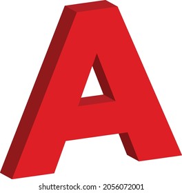 Minimal 3D letter A vector on white background