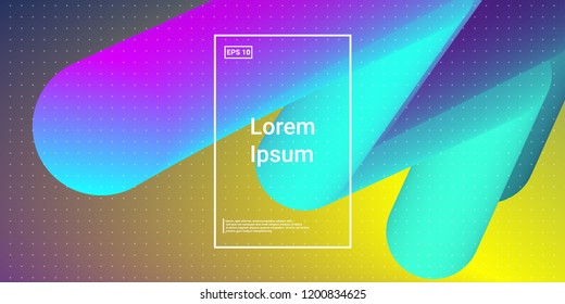 Minimal 3D Modern Dynamic Shapes with Color Glow Effect. Digital Bright Geometric Element for Brochure, Website, Flyer Design. Simple Vibrant Movement Composition. Vector illustration Eps10.