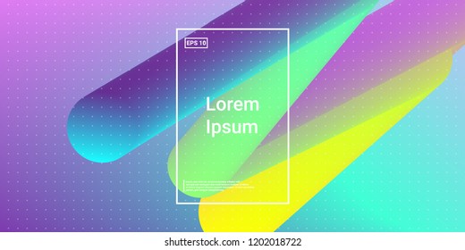 Minimal 3D Modern Dynamic Shapes with Color Glow Effect. Digital Bright Geometric Element for Brochure, Website, Flyer Design. Simple Vibrant Movement Composition. Vector illustration Eps10.