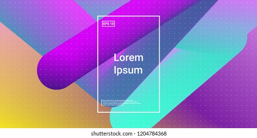 Minimal 3D Modern Dynamic Shapes with Color Glow Effect. Digital Bright Geometric Element for Brochure, Website, Flyer Design. Simple Vibrant Movement Composition. Vector illustration Eps10.