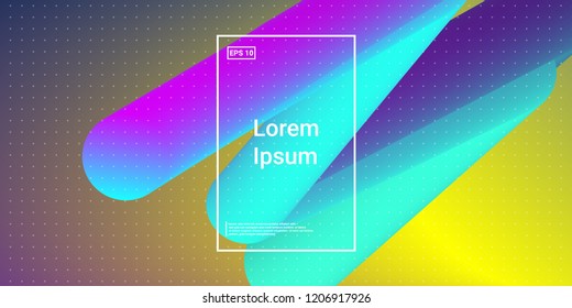Minimal 3D Modern Dynamic Shapes with Color Glow Effect. Digital Bright Geometric Element for Brochure, Website, Flyer Design. Simple Vibrant Movement Composition. Vector illustration Eps10.