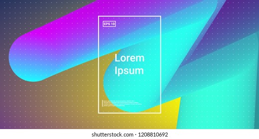 Minimal 3D Modern Dynamic Shapes with Color Glow Effect. Digital Bright Geometric Element for Brochure, Website, Flyer Design. Simple Vibrant Movement Composition. Vector illustration Eps10.