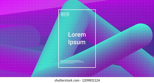 Minimal 3D Modern Dynamic Shapes with Color Glow Effect. Digital Bright Geometric Element for Brochure, Website, Flyer Design. Simple Vibrant Movement Composition. Vector illustration Eps10.
