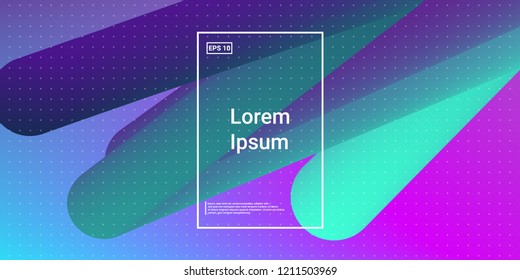 Minimal 3D Modern Dynamic Shapes with Color Glow Effect. Digital Bright Geometric Element for Brochure, Website, Flyer Design. Simple Vibrant Movement Composition. Vector illustration Eps10.