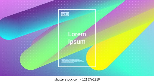 Minimal 3D Modern Dynamic Shapes with Color Glow Effect. Digital Bright Geometric Element for Brochure, Website, Flyer Design. Simple Vibrant Movement Composition. Vector illustration Eps10.