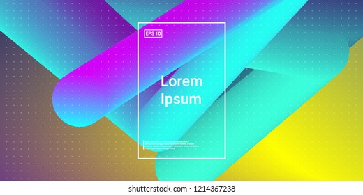 Minimal 3D Modern Dynamic Shapes with Color Glow Effect. Digital Bright Geometric Element for Brochure, Website, Flyer Design. Simple Vibrant Movement Composition. Vector illustration Eps10.