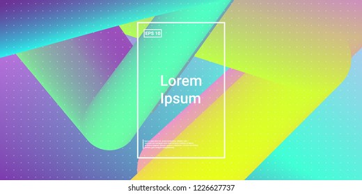 Minimal 3D Modern Dynamic Shapes with Color Glow Effect. Digital Bright Geometric Element for Brochure, Website, Flyer Design. Simple Vibrant Movement Composition. Vector illustration Eps10.