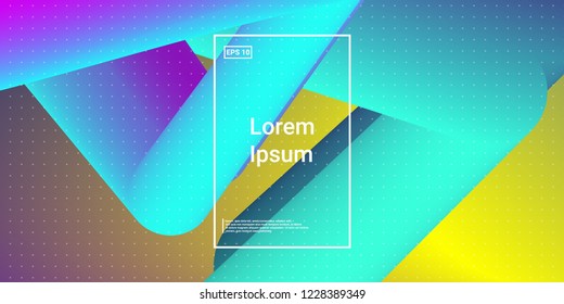 Minimal 3D Modern Dynamic Shapes with Color Glow Effect. Digital Bright Geometric Element for Brochure, Website, Flyer Design. Simple Vibrant Movement Composition. Vector illustration Eps10.