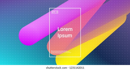 Minimal 3D Modern Dynamic Shapes with Color Glow Effect. Digital Bright Geometric Element for Brochure, Website, Flyer Design. Simple Vibrant Movement Composition. Vector illustration Eps10.