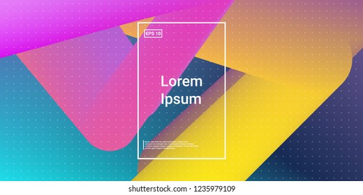 Minimal 3D Modern Dynamic Shapes with Color Glow Effect. Digital Bright Geometric Element for Brochure, Website, Flyer Design. Simple Vibrant Movement Composition. Vector illustration Eps10.