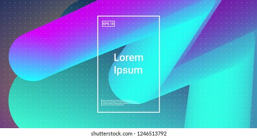 Minimal 3D Modern Dynamic Shapes with Color Glow Effect. Digital Bright Geometric Element for Brochure, Website, Flyer Design. Simple Vibrant Movement Composition. Vector illustration Eps10.