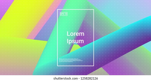 Minimal 3D Modern Dynamic Shapes with Color Glow Effect. Digital Bright Geometric Element for Brochure, Website, Flyer Design. Simple Vibrant Movement Composition. Vector illustration Eps10.