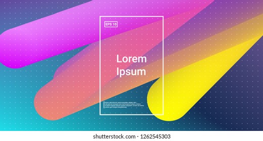 Minimal 3D Modern Dynamic Shapes with Color Glow Effect. Digital Bright Geometric Element for Brochure, Website, Flyer Design. Simple Vibrant Movement Composition. Vector illustration Eps10.