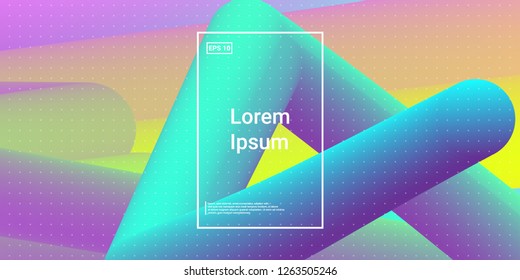 Minimal 3D Modern Dynamic Shapes with Color Glow Effect. Digital Bright Geometric Element for Brochure, Website, Flyer Design. Simple Vibrant Movement Composition. Vector illustration Eps10.