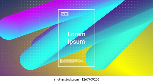 Minimal 3D Modern Dynamic Shapes with Color Glow Effect. Digital Bright Geometric Element for Brochure, Website, Flyer Design. Simple Vibrant Movement Composition. Vector illustration Eps10.