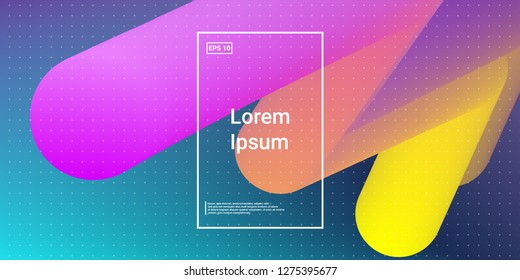Minimal 3D Modern Dynamic Shapes with Color Glow Effect. Digital Bright Geometric Element for Brochure, Website, Flyer Design. Simple Vibrant Movement Composition. Vector illustration Eps10.