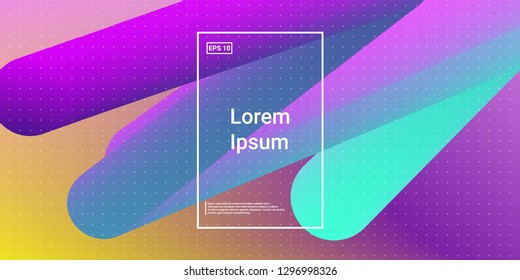 Minimal 3D Modern Dynamic Shapes with Color Glow Effect. Digital Bright Geometric Element for Brochure, Website, Flyer Design. Simple Vibrant Movement Composition. Vector illustration Eps10.