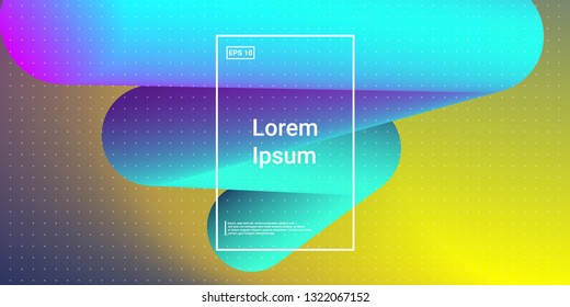 Minimal 3D Modern Dynamic Shapes with Color Glow Effect. Digital Bright Geometric Element for Brochure, Website, Flyer Design. Simple Vibrant Movement Composition. Vector illustration Eps10.