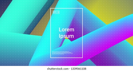 Minimal 3D Modern Dynamic Shapes with Color Glow Effect. Digital Bright Geometric Element for Brochure, Website, Flyer Design. Simple Vibrant Movement Composition. Vector illustration Eps10.
