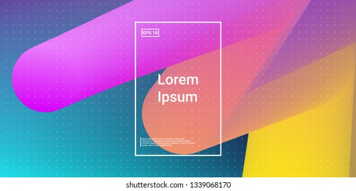 Minimal 3D Modern Dynamic Shapes with Color Glow Effect. Digital Bright Geometric Element for Brochure, Website, Flyer Design. Simple Vibrant Movement Composition. Vector illustration Eps10.
