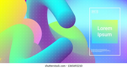 Minimal 3D Modern Dynamic Shapes with Color Glow Effect. Digital Bright Geometric Element for Brochure, Website, Flyer Design. Simple Vibrant Movement Composition. Vector illustration Eps10.