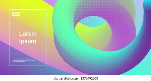 Minimal 3D Modern Dynamic Shapes with Color Glow Effect. Digital Bright Geometric Element for Brochure, Website, Flyer Design. Simple Vibrant Movement Composition. Vector illustration Eps10.