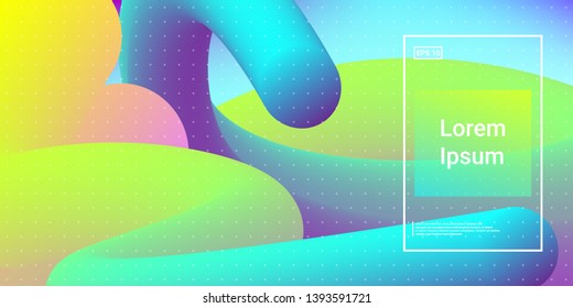 Minimal 3D Modern Dynamic Shapes with Color Glow Effect. Digital Bright Geometric Element for Brochure, Website, Flyer Design. Simple Vibrant Movement Composition. Vector illustration Eps10.